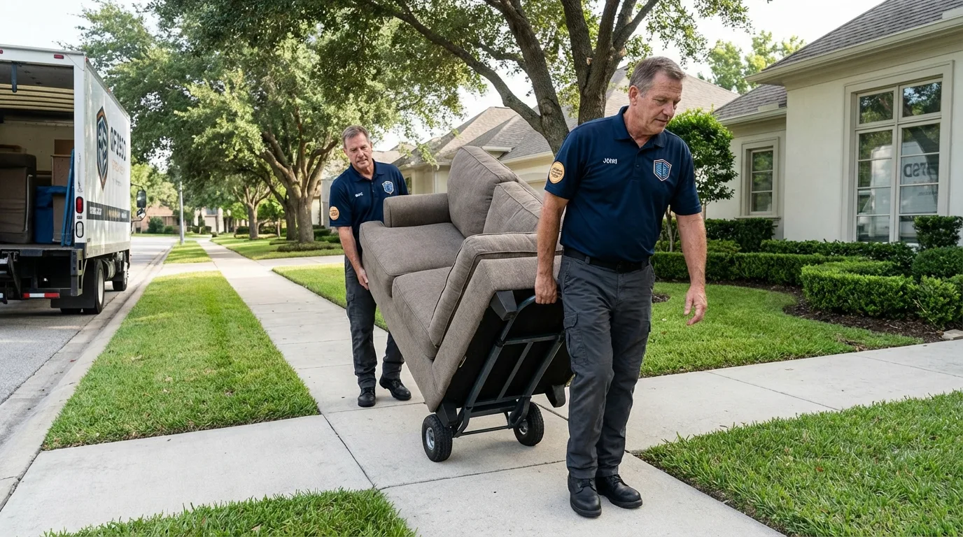 Local residential moving crew loading furniture in Springdale, PA